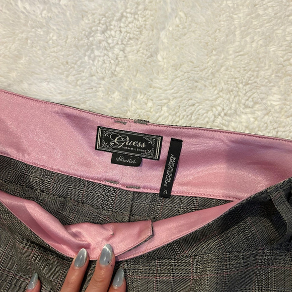 Guess Bermuda Shorts Womens 31 Brown Plaid Stretch Low Rise Trouser Fit Dressy - Picture 4 of 5